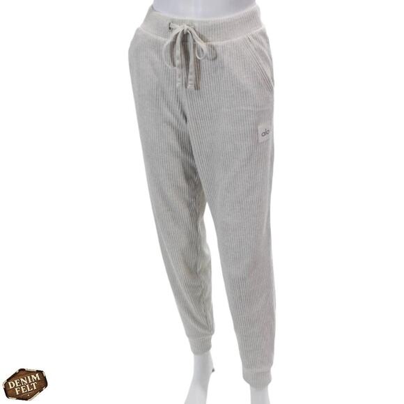 Alo Yoga Muse Hoodie & Sweatpants Ribbed Lounge 2 Piece Set Ivory Size Small - Picture 7 of 16